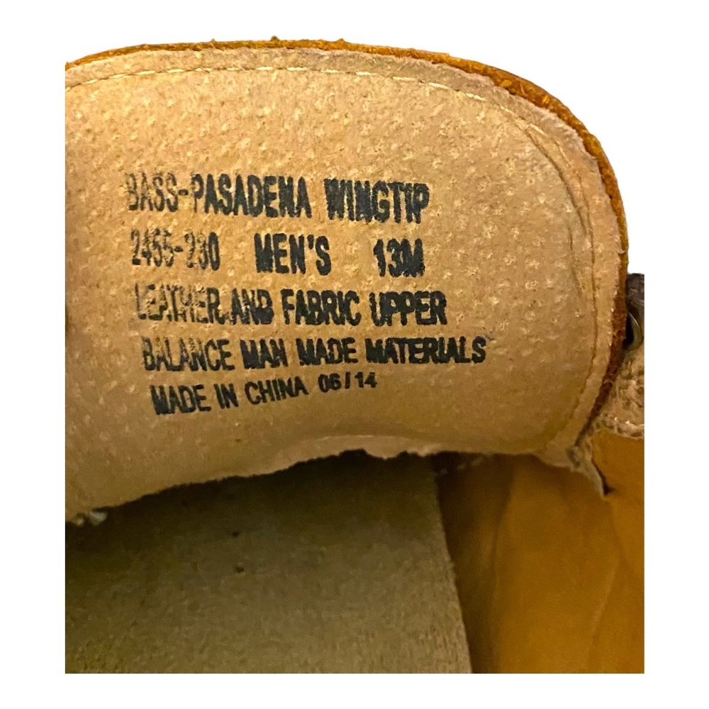 GH Bass Shoes Men 13M Brown Leather & Tweed Pasadena Wingtip Longwing Brogue - Picture 3 of 16
